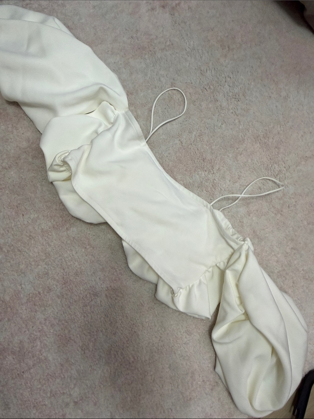 Zara Cream Off-Shoulder Ruffle Crop Top - Picture 5 of 5